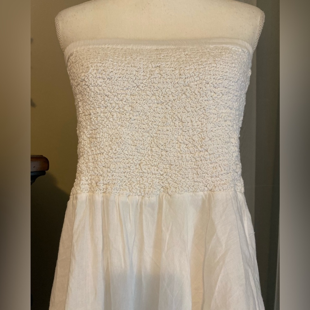 Michael Kors white strapless boho asymmetrical eyelet lace midi dress - Picture 4 of 9